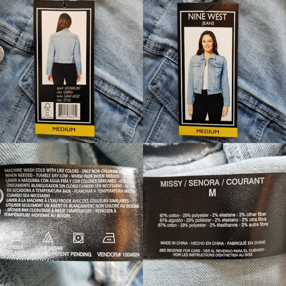 NINE WEST Frayed Edge Distressed Jean Jacket - Picture 8 of 8